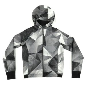 NWOT Nike Just Do it All Over Print Logo Hooded Full Zip Windbreaker Jacket S